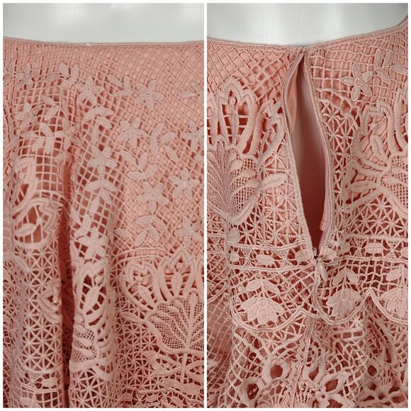 Farm Rio Guipure Lace Tiered Skirt Light Pink Size Small - Picture 9 of 16